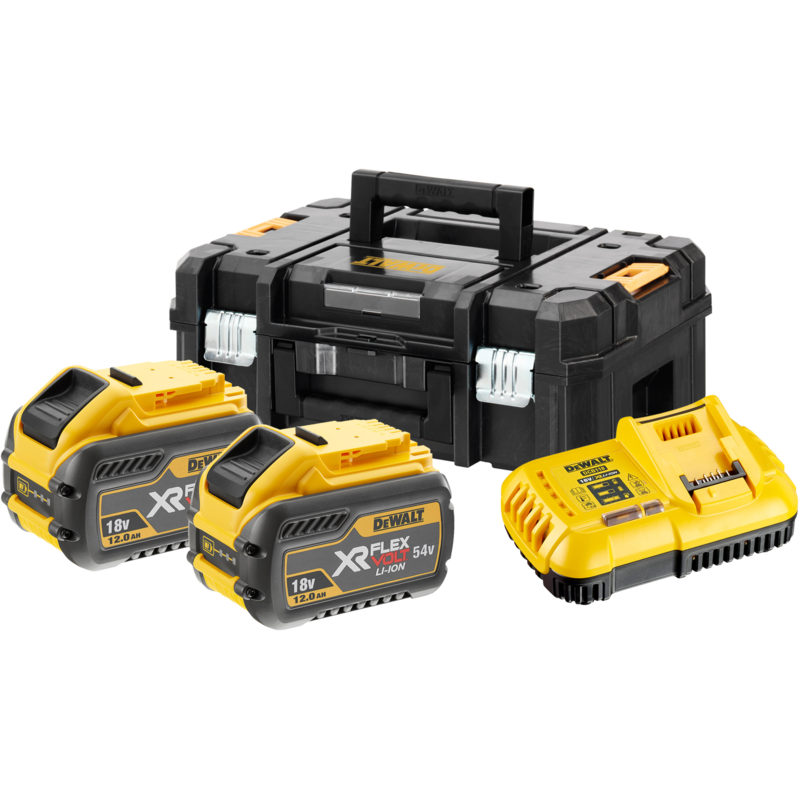 DEWALT XR FLEXVOLT AKKU 2er-Set, schwarz/gelb, Schnellladegerät, 2x Akku, T