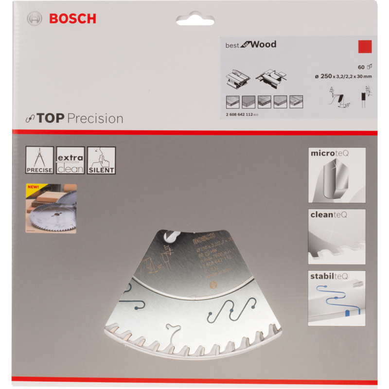 Bosch Professional Kreissägeblatt Best for Wood, Ø 250mm, 60Z Sägeblatt, Bohrung