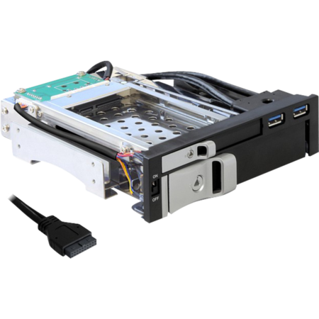 DeLOCK 5.25 Wechselrahmen für 1 x 2.5 + 1 x 3.5 SATA, schwarz, 2x USB 3.2