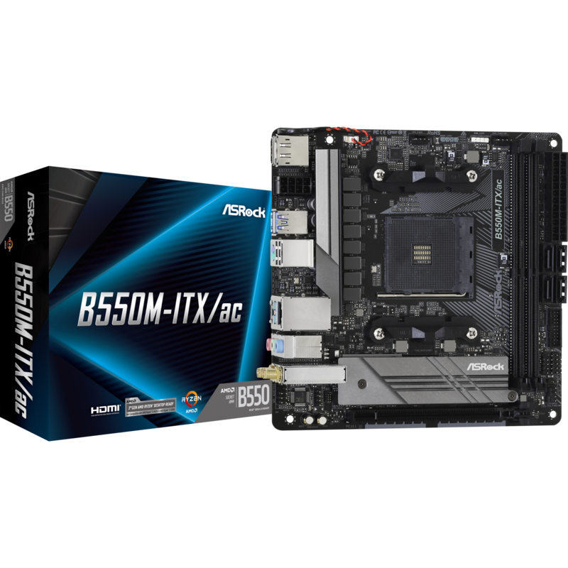 ASRock B550M-ITX/ac Mainboard, schwarz/grau