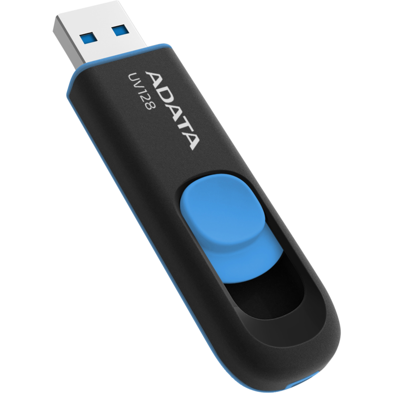 ADATA Dash Drive UV128 256 GB USB-Stick, schwarz/blau, USB-A 3.2 Gen 1