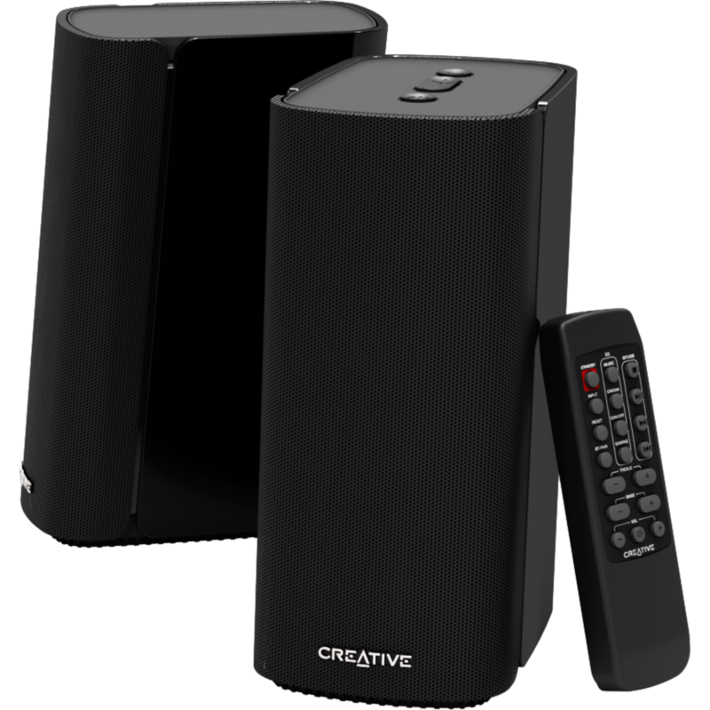 Creative T100 PC-Lautsprecher, schwarz, Bluetooth, Optisch, Klinke, USB