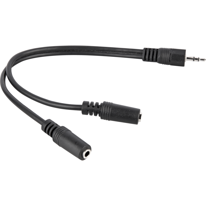 goobay Kabel 3,5mm-Stecker > 2x 3,5mm-Kupplung, schwarz, 20cm, stereo
