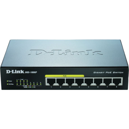 D-Link DGS-1008P Switch, schwarz