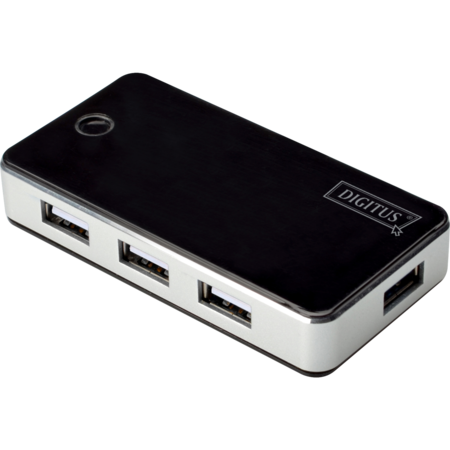 Digitus 7-Port USB 2.0 Hub USB-Hub, schwarz/silber
