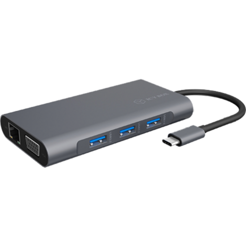ICY BOX IB-DK4040-CPD Dockingstation, grau, USB-C, HDMI, VGA, SD