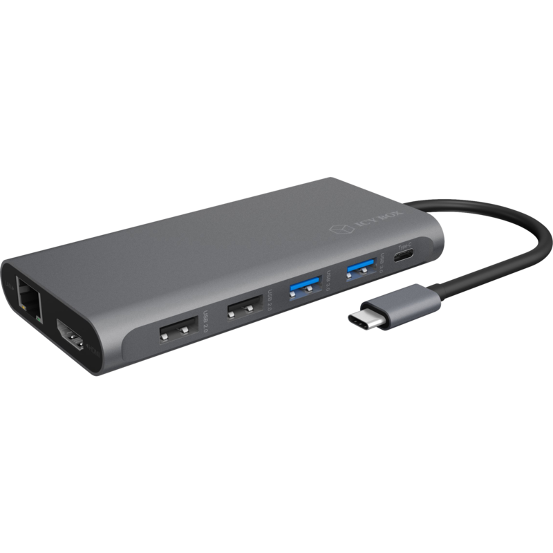 ICY BOX IB-DK4050-CPD Dockingstation, anthrazit, USB-C, HDMI, DisplayPort