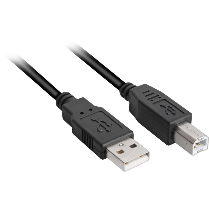 Sharkoon USB 2.0 Kabel, USB-A Stecker > USB-B Stecker, schwarz, 0,5 Meter