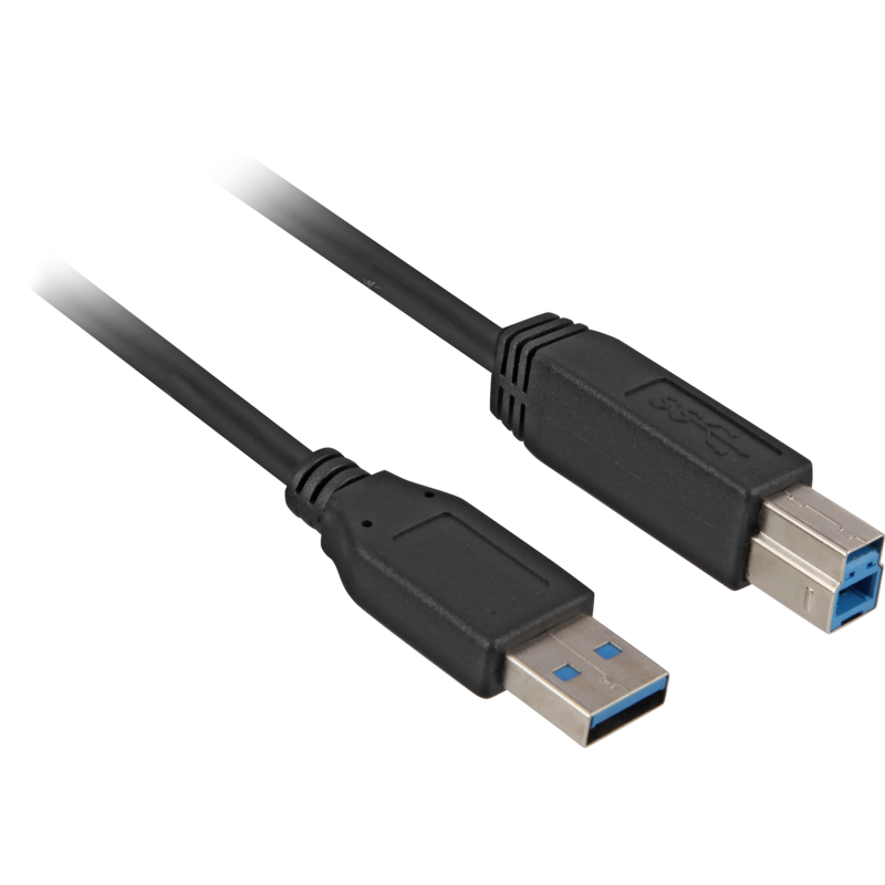 Sharkoon USB 3.2 Gen 1 Kabel, USB-A Stecker > USB-B Stecker, schwarz, 5 Meter