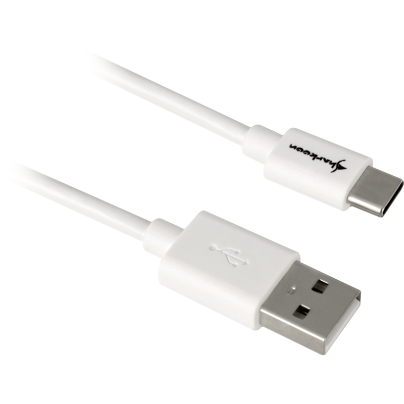 Sharkoon USB 2.0 Kabel, USB-A Stecker > USB-C Stecker, weiß, 1 Meter