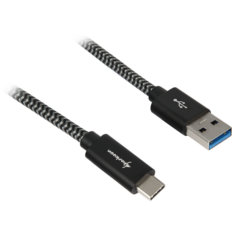 Sharkoon USB 3.2 Gen 2 Kabel, USB-A Stecker > USB-C Stecker, schwarz/grau, 1