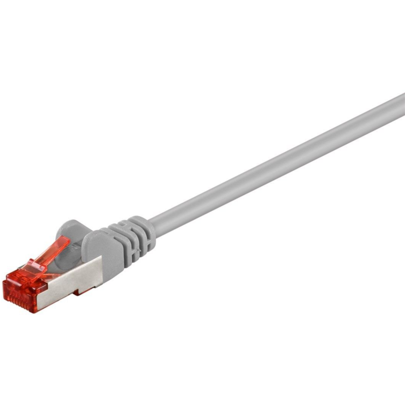 goobay Patchkabel Cat.6 S/FTP (PiMF) Kabel, grau, 0,5 Meter