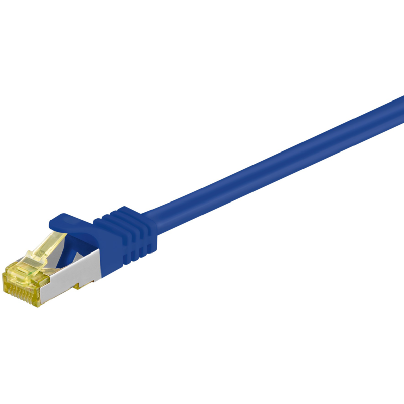 goobay Patchkabel RJ-45 S/FTP mit Cat7 Rohkabel Kabel, blau, 25 cm, LSZH