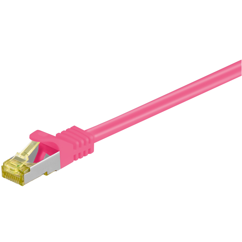 goobay Patchkabel RJ-45 SFTP, mit Cat 7 Rohkabel Kabel, pink, 5 Meter, 500 MHz