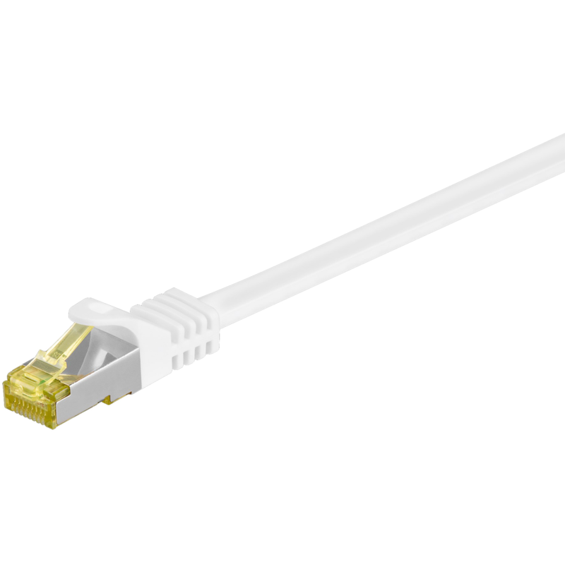 goobay Patchkabel RJ-45 SFTP, mit Cat 7 Rohkabel Kabel, weiß, 3 Meter, 500 MHz