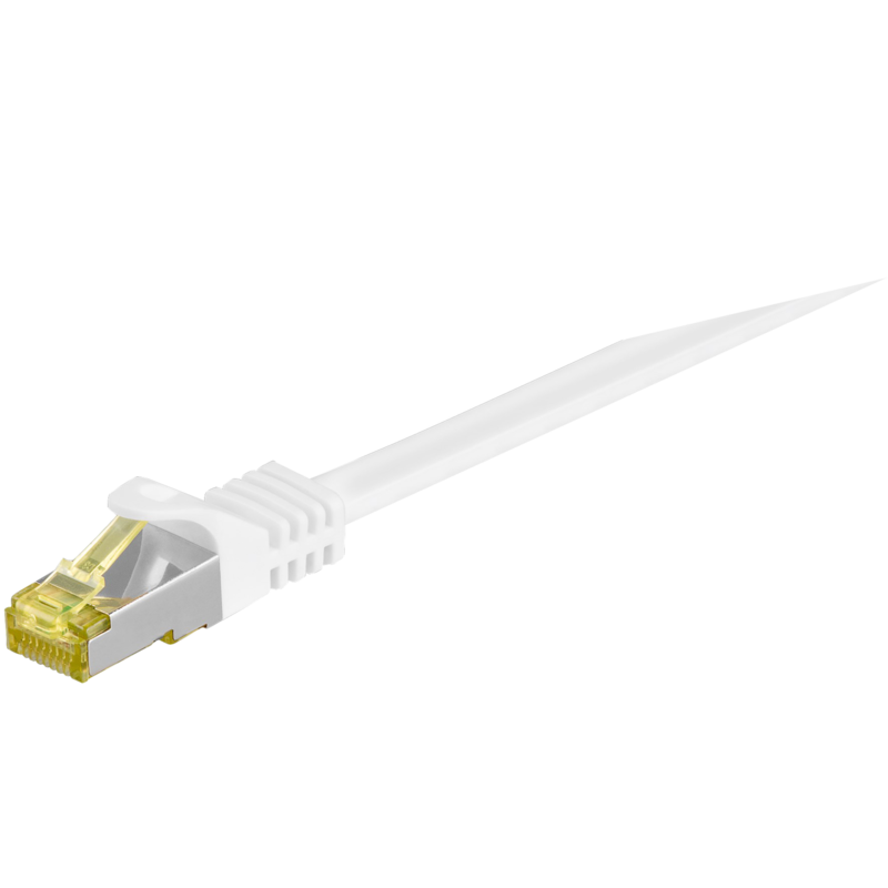 goobay Patchkabel RJ-45 SFTP, mit Cat 7 Rohkabel Kabel, weiß, 7,5 Meter, 500 MHz