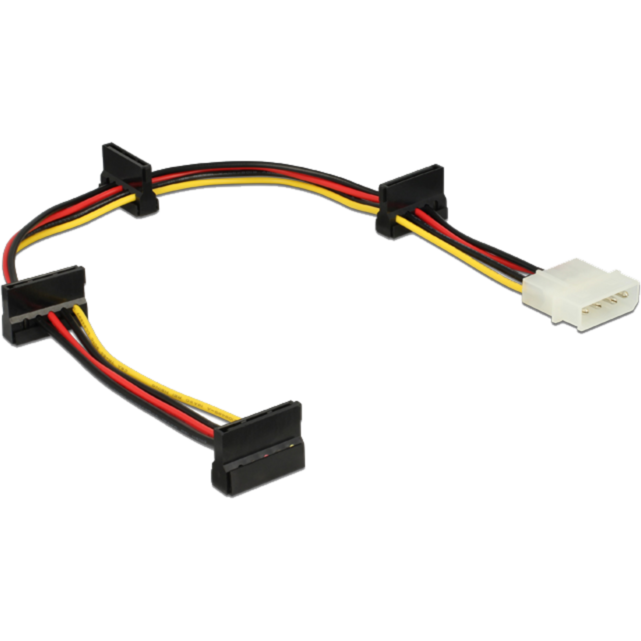 DeLOCK Adapterkabel 4-Pin (5,25") Stecker > 4x SATA 15Pin Buchse, schwarz/rot