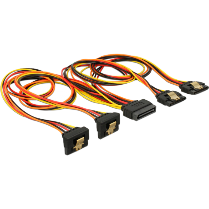 DeLOCK SATA 15Pin > 2x gewinkelt (unten) + 2x gerade Kabel, 50cm