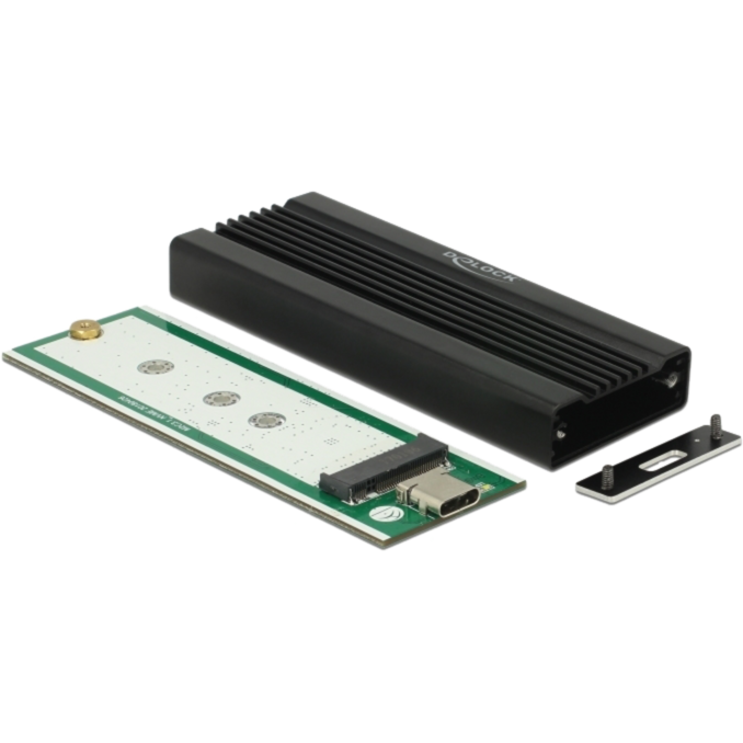 DeLOCK Externes Gehäuse für M.2 NVMe PCIe SSD Laufwerksgehäuse, schwarz, mit