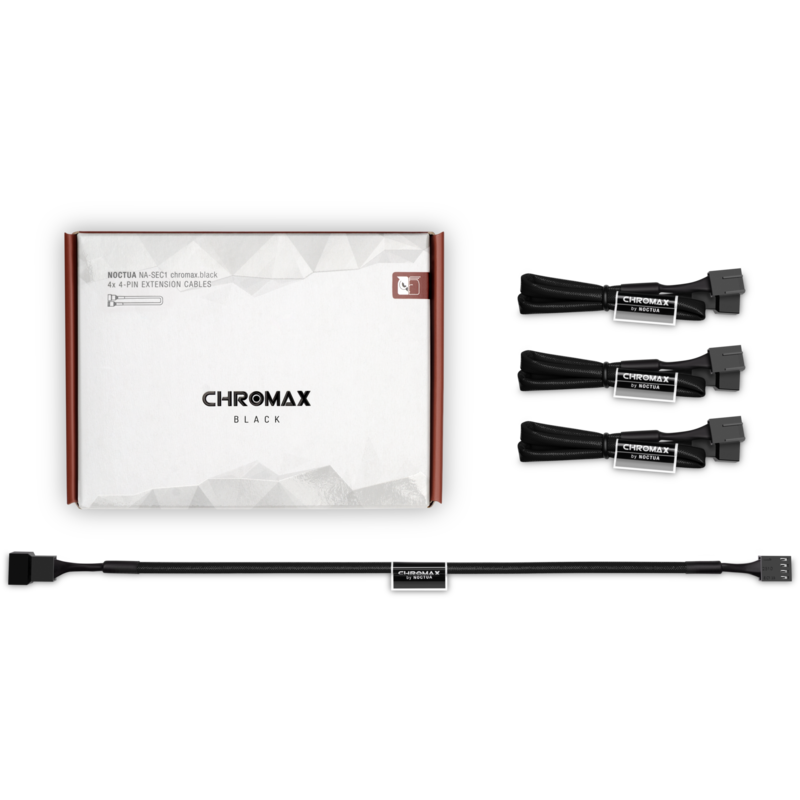 Noctua NA-SEC1 chromax black Verlängerungskabel, schwarz, 30cm, 4 Stück