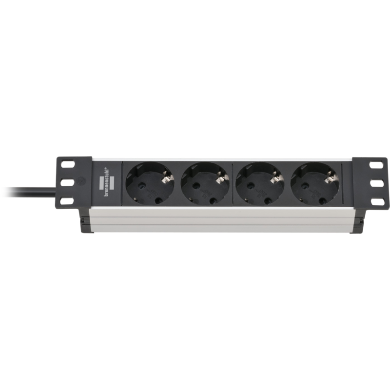 Brennenstuhl Alu-Line 10" Steckdosenleiste 4-fach, schwarz/silber, 1HE, 2 Meter