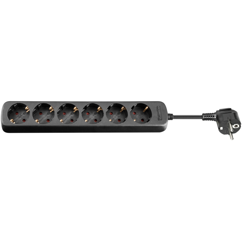 goobay Steckdosenleiste 6-fach, schwarz, 5 Meter