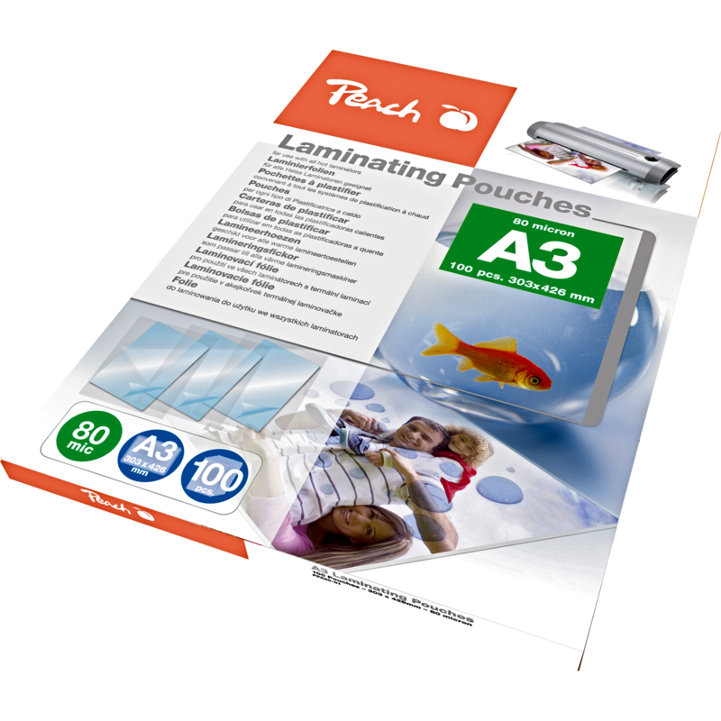 Peach Laminierfolie A3 80mic PP580-01 Folien, glänzend, 100 Stück