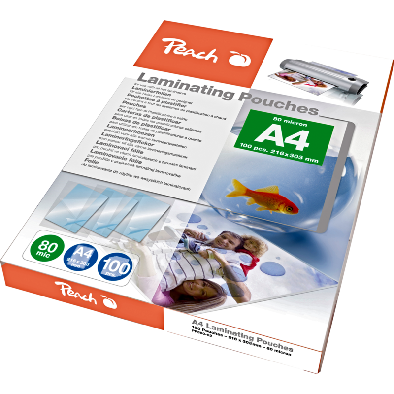 Peach Laminierfolie A4 80mic PP580-02 Folien, glänzend, 100 Stück
