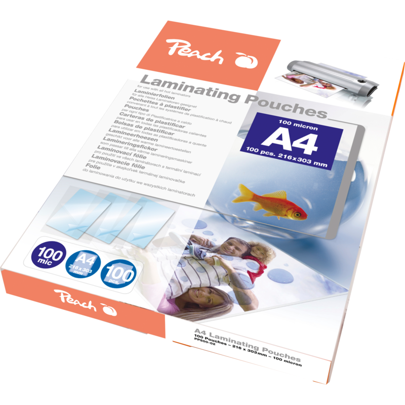 Peach Laminierfolie A4 100mic PP500-02 Folien, glänzend, 100 Stück