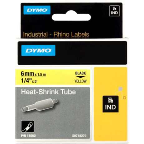 Dymo Rhino IND ORIGINAL Heißschrumpfschlauch 6mm x 1,5m, schwarz auf gelb