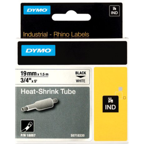 Dymo Rhino IND ORIGINAL Heißschrumpfschlauch 19mm x 1,5m, schwarz auf weiß