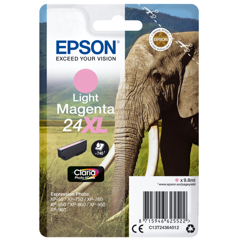 Epson Tinte hell-magenta 24XL (C13T24364012), Claria Photo HD
