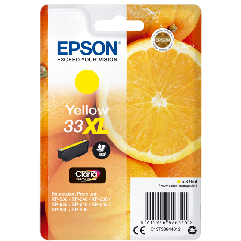Epson Tinte gelb 33XL (C13T33644012), Claria Premium