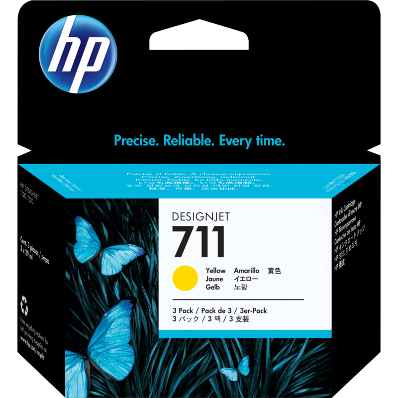HP Tinte gelb Nr. 711 (CZ136A), Dreierpack